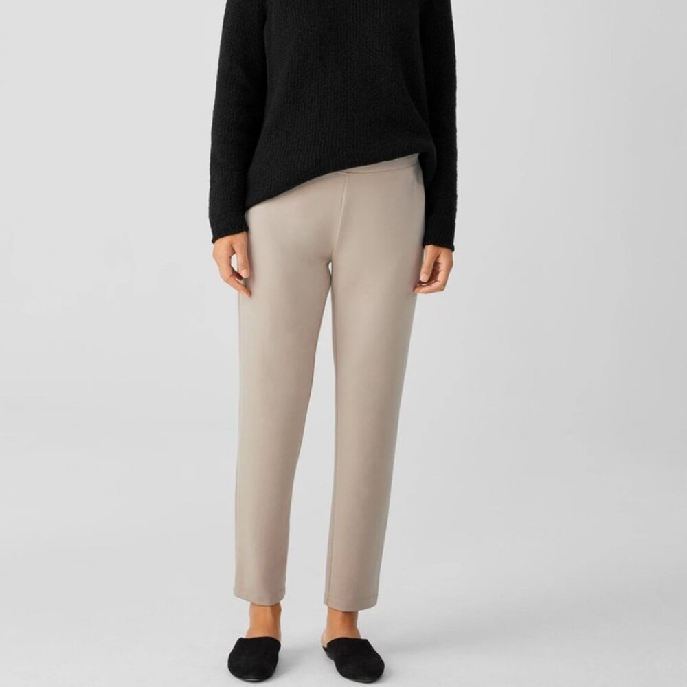 EUC Women's EILEEN FISHER Washable‎ Flex Pull-On Ponte Pant Tan | Size M
